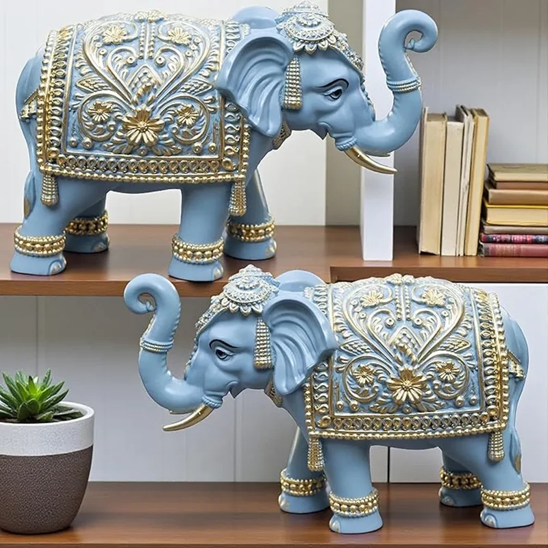 Royal Blue Gajraj Elephant Statue Set of 2
